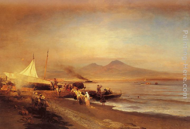 The Bay of Naples painting - Oswald Achenbach The Bay of Naples art painting